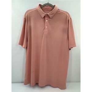 Members Mark Performance Polo Mens Large Orange White Striped Short Sleeve Golf